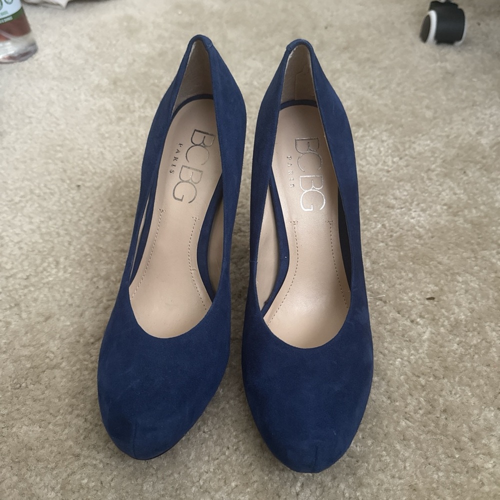 BCBG Navy Blue Suede Heels